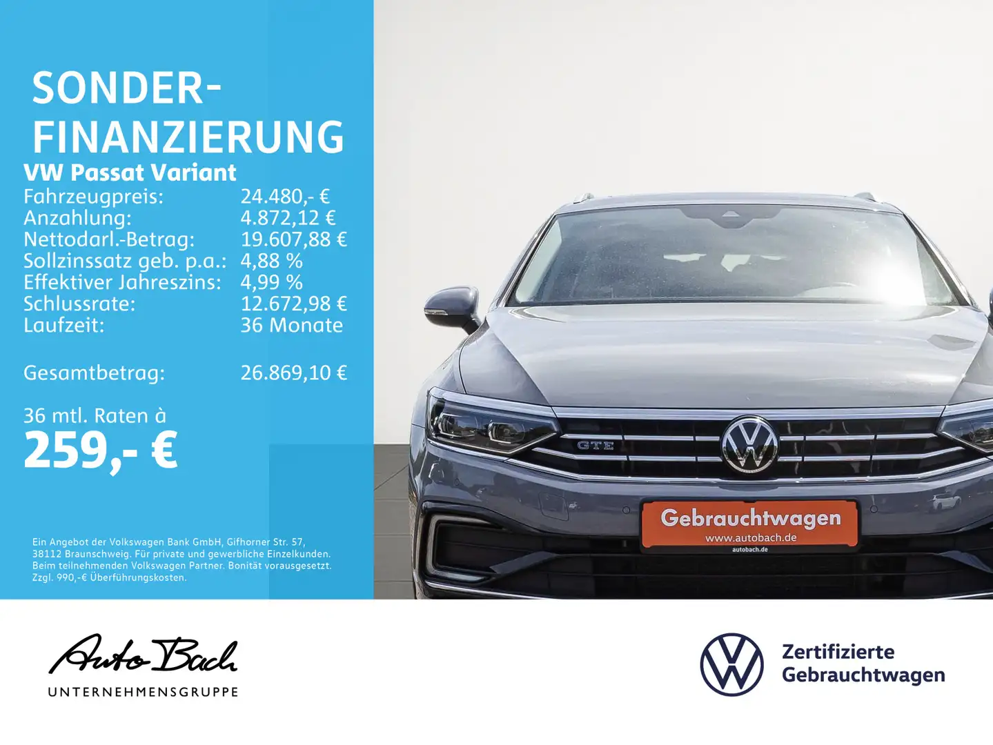 Volkswagen Passat Variant GTE 1.4 eTSI Navi LED Panorama AC Grigio - 2
