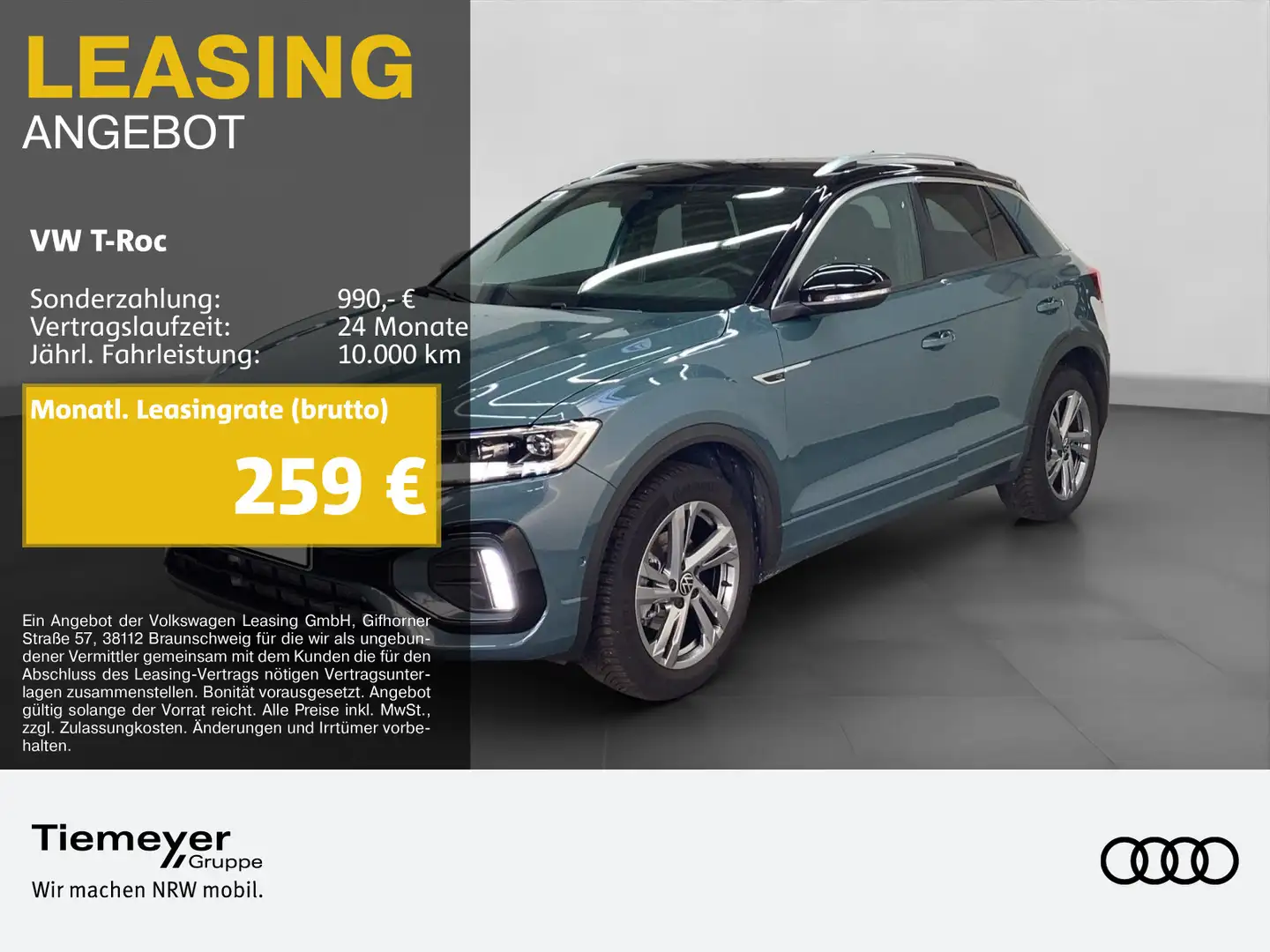 Volkswagen T-Roc 1.5 TSI DSG R-LINE AHK KAMERA PRIVACY NAVI Bleu - 1