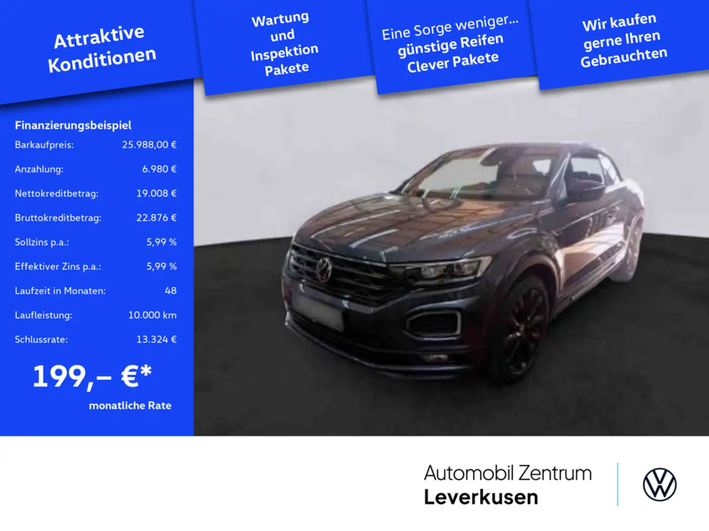 Volkswagen T-Roc Cabrio 1.5 R-Line LED VIRT DSG KAM SHZ Grau - 1