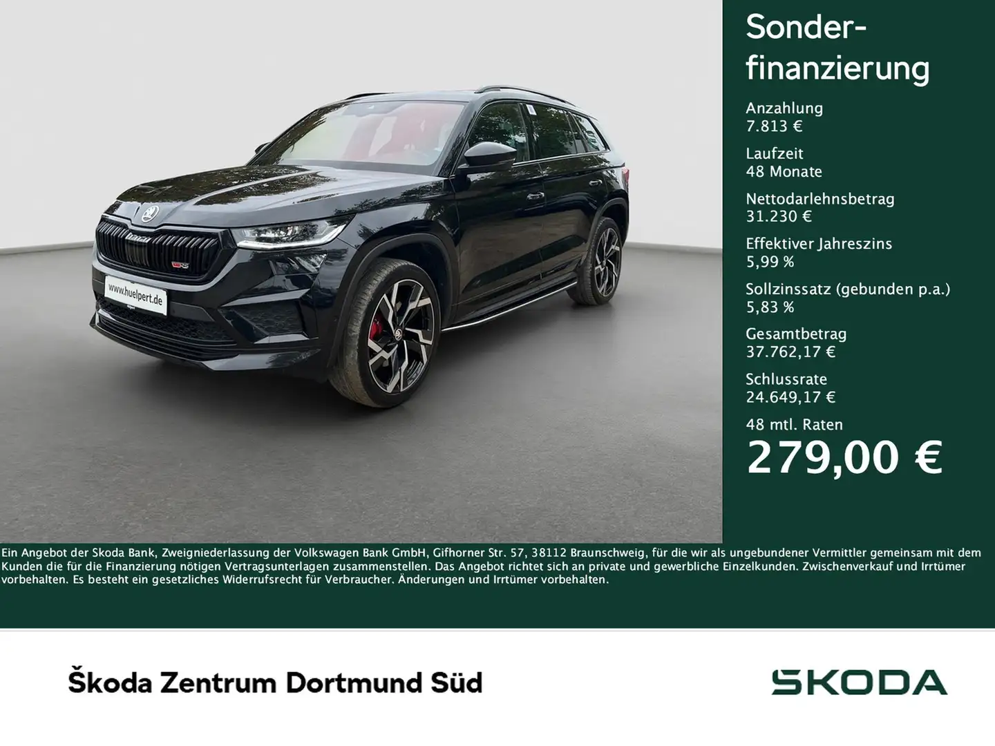 Skoda Kodiaq 2.0 RS 4X4 LEDER STANDHZ PANO AHK ACC 20Z Schwarz - 1