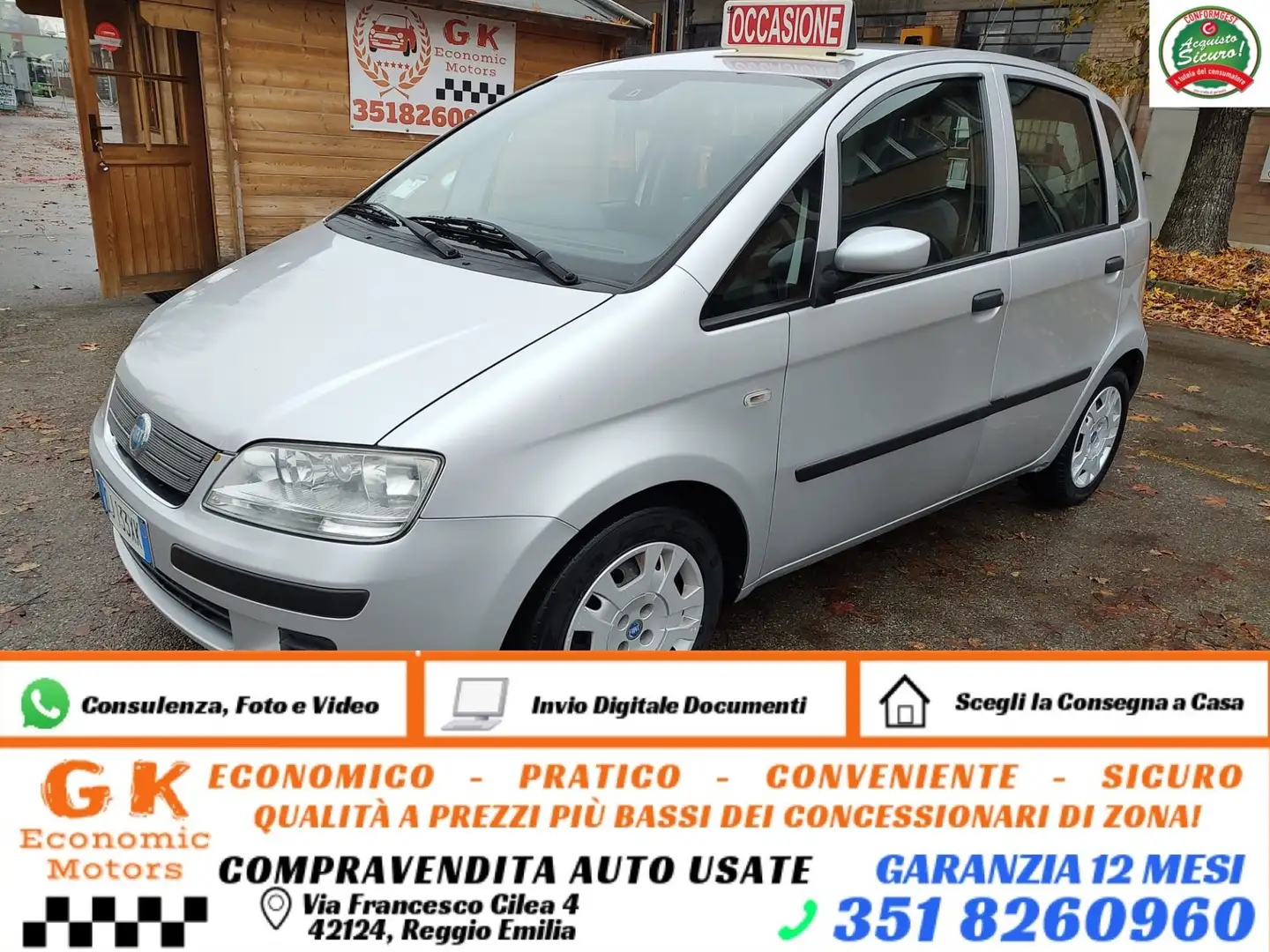 Fiat Idea 1.2 16V Active, OK NEOPATENTATI, GARANZIA L.12 MES Grijs - 1