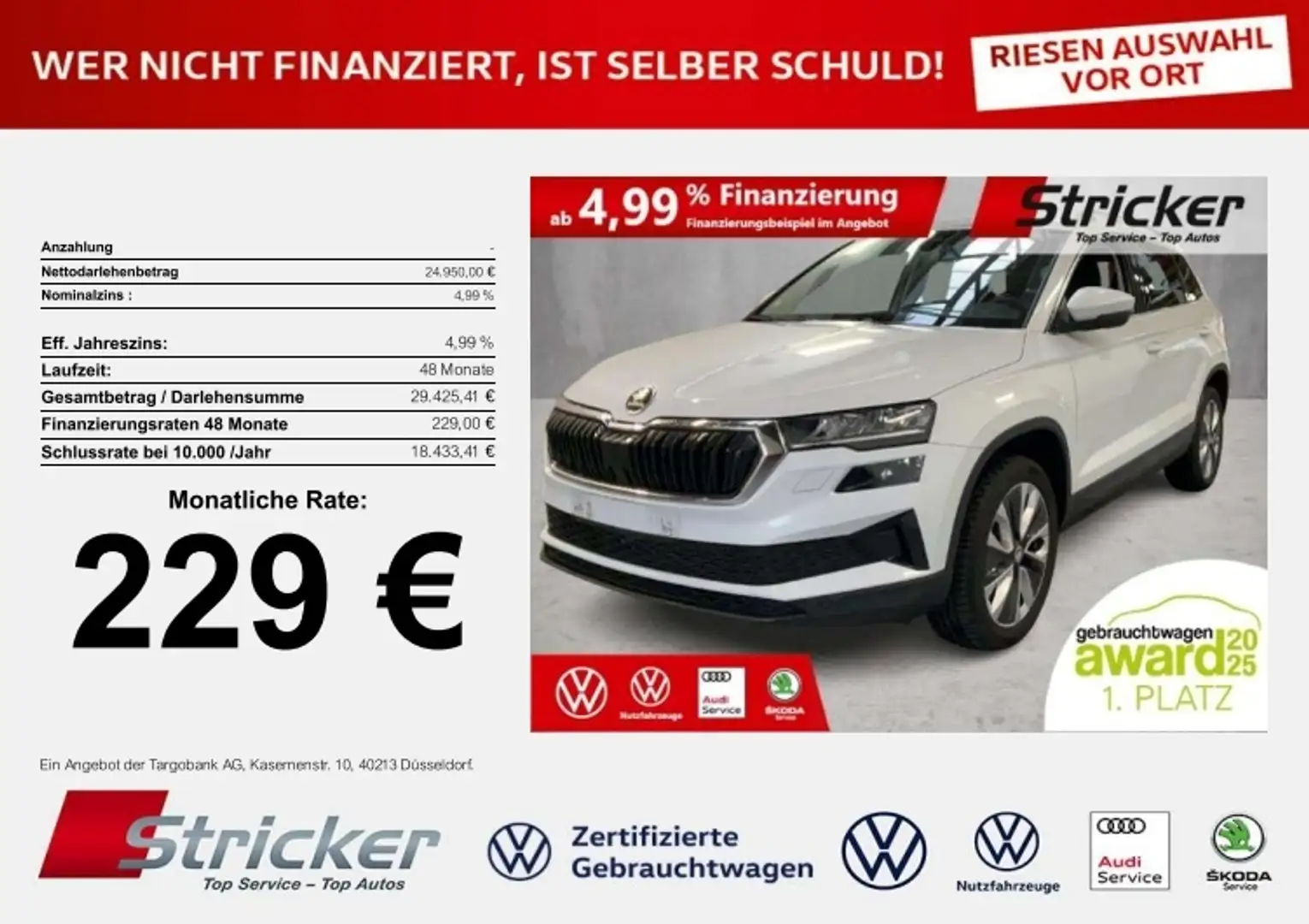 Skoda Karoq Selection 1.0TSI 229,-ohne Anzahlung ACC Sitzheiz Weiß - 1