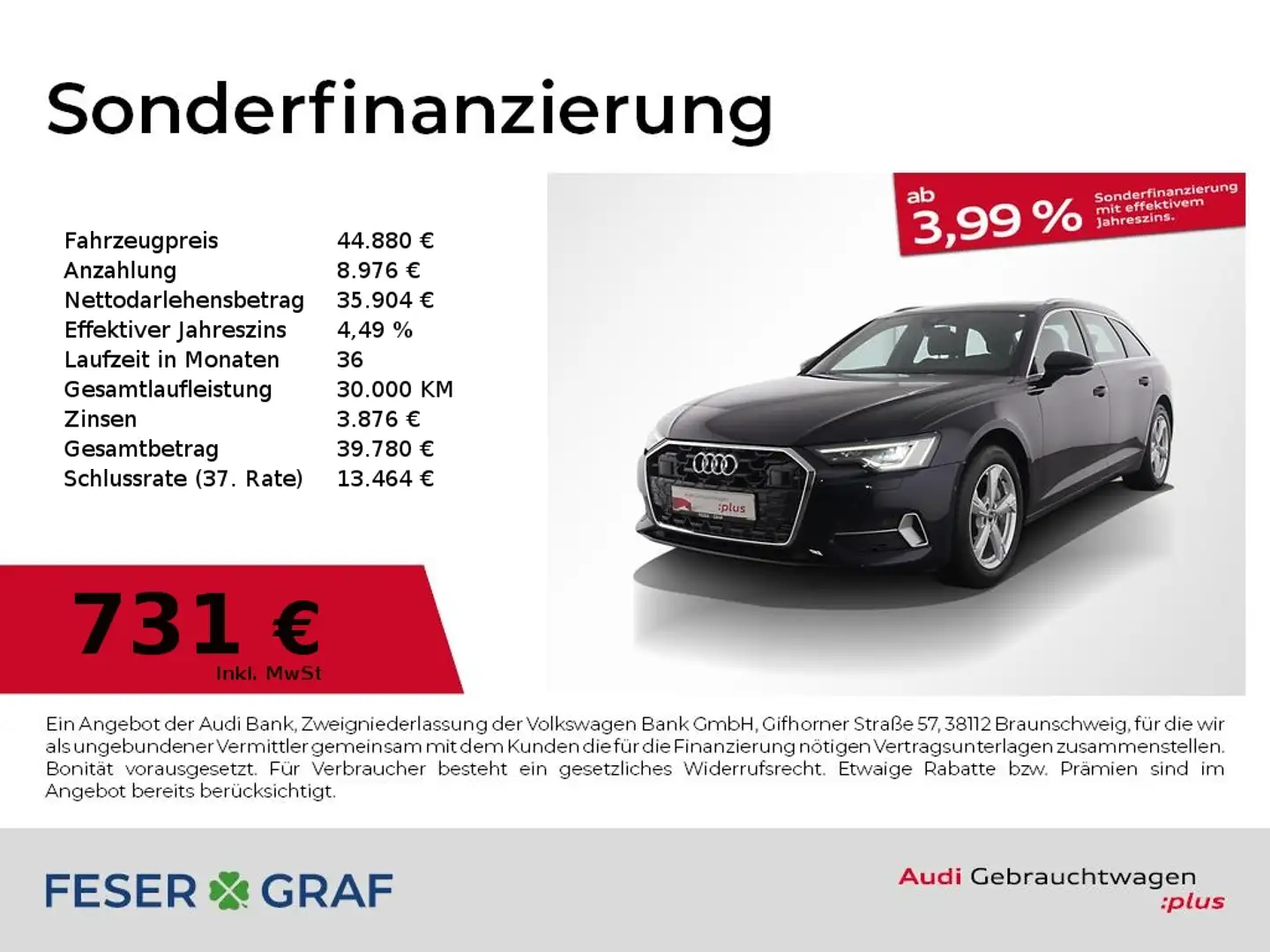 Audi A6 Avant adv. 45 TFSI Stronic Pano/V-Cockpit/ACC Blau - 1
