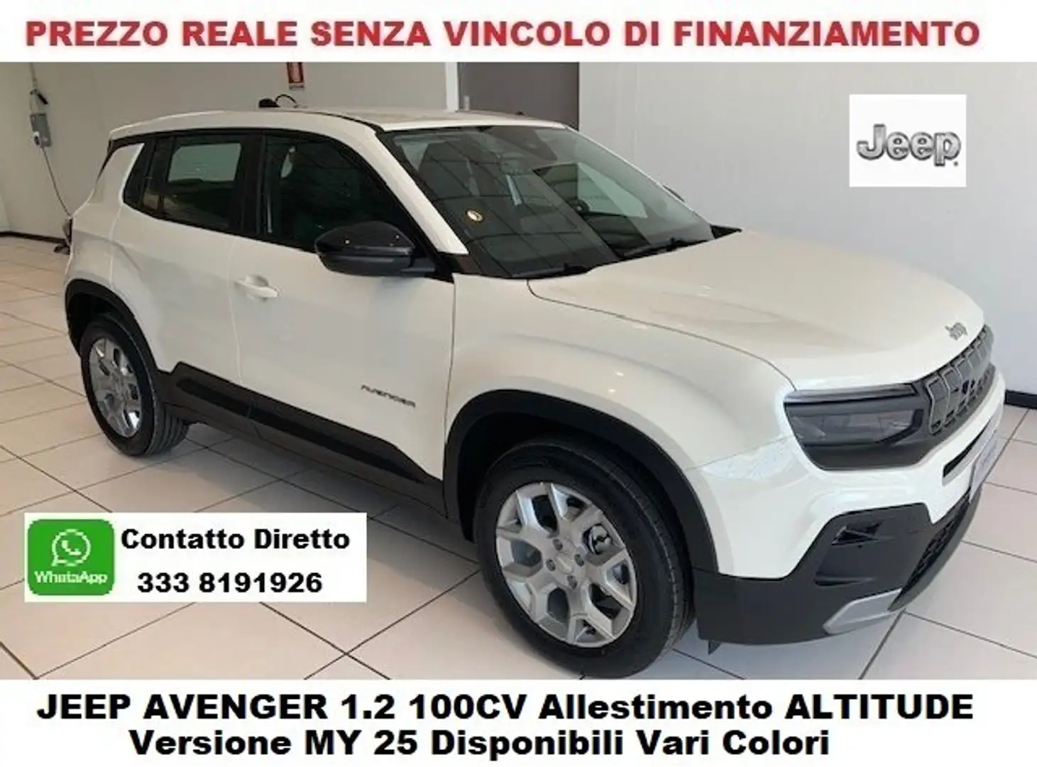 Jeep Avenger 1.2 100CV ALTITUDE "KM 0" MY 25 Fendi+Telecamera Bianco - 1