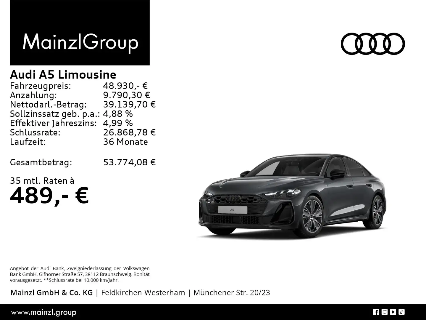 Audi A5 TDI S line 360° Tech Plus ACC Matri Grau - 1