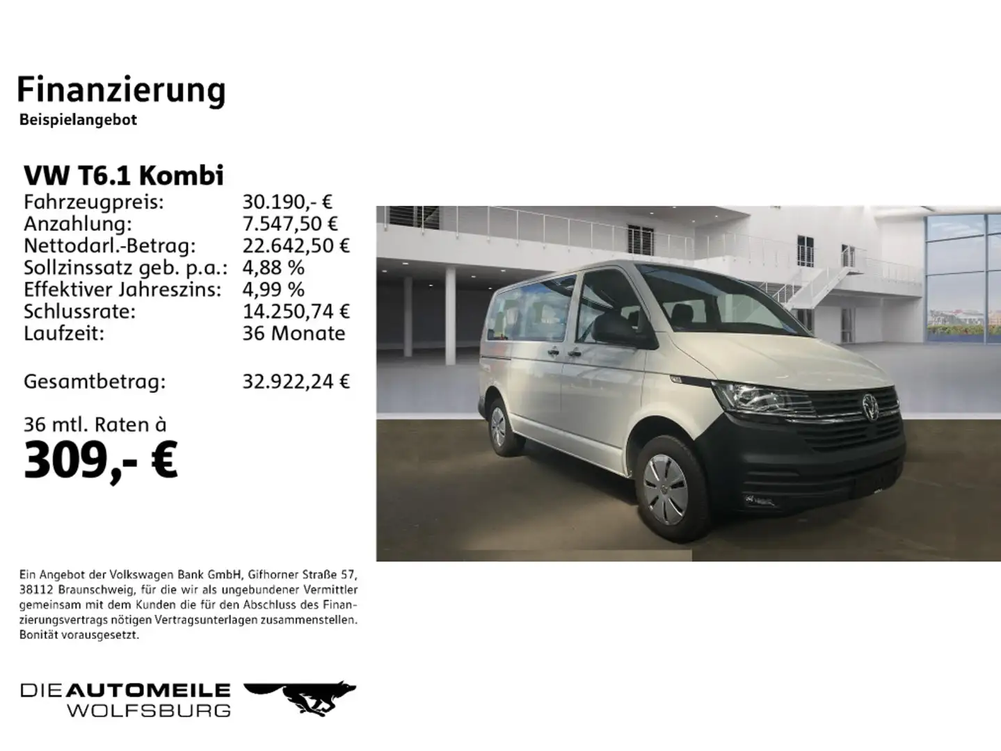 Volkswagen T6.1 Kombi KR 2.0 TDI EcoProfi 8SITZE/KLIMA/ALLW Weiß - 2