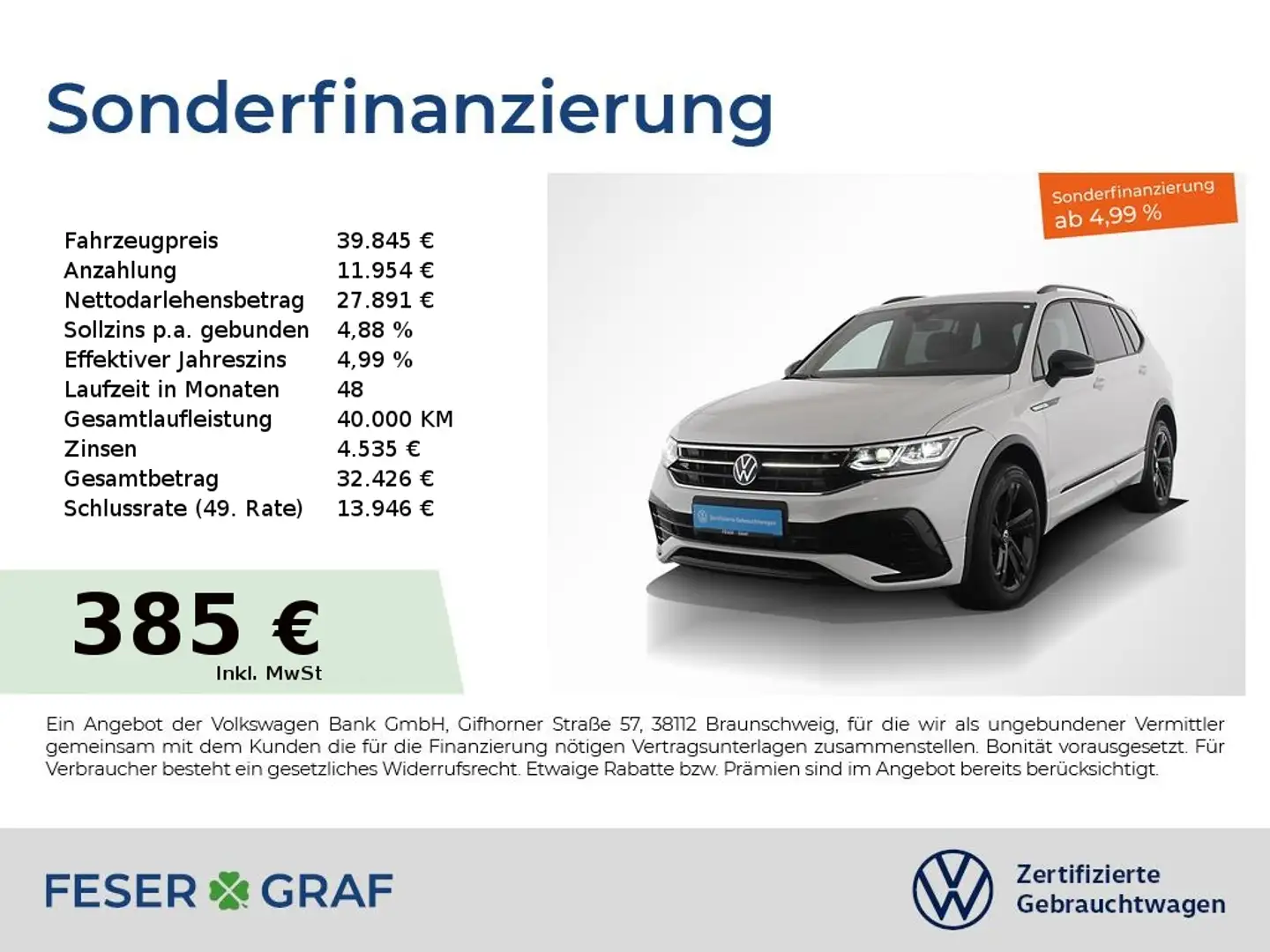 Volkswagen Tiguan Allspace 2.0TDI R-Line 4M DSG BlackStyle Weiß - 1