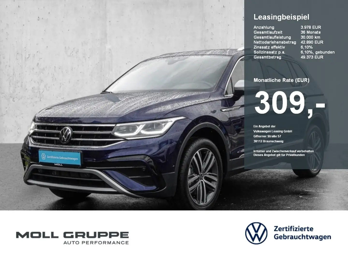 Volkswagen Tiguan Allspace 2.0 TDI DSG Elegance MATRIX ACC Blau - 1