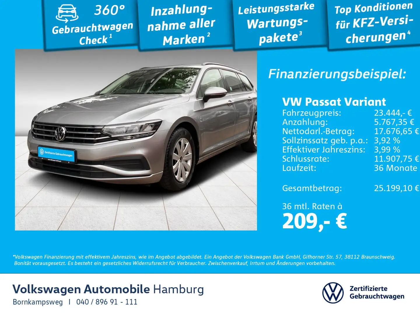 Volkswagen Passat Variant 1.5 TSI DSG LED Navi Rear View Plateado - 1