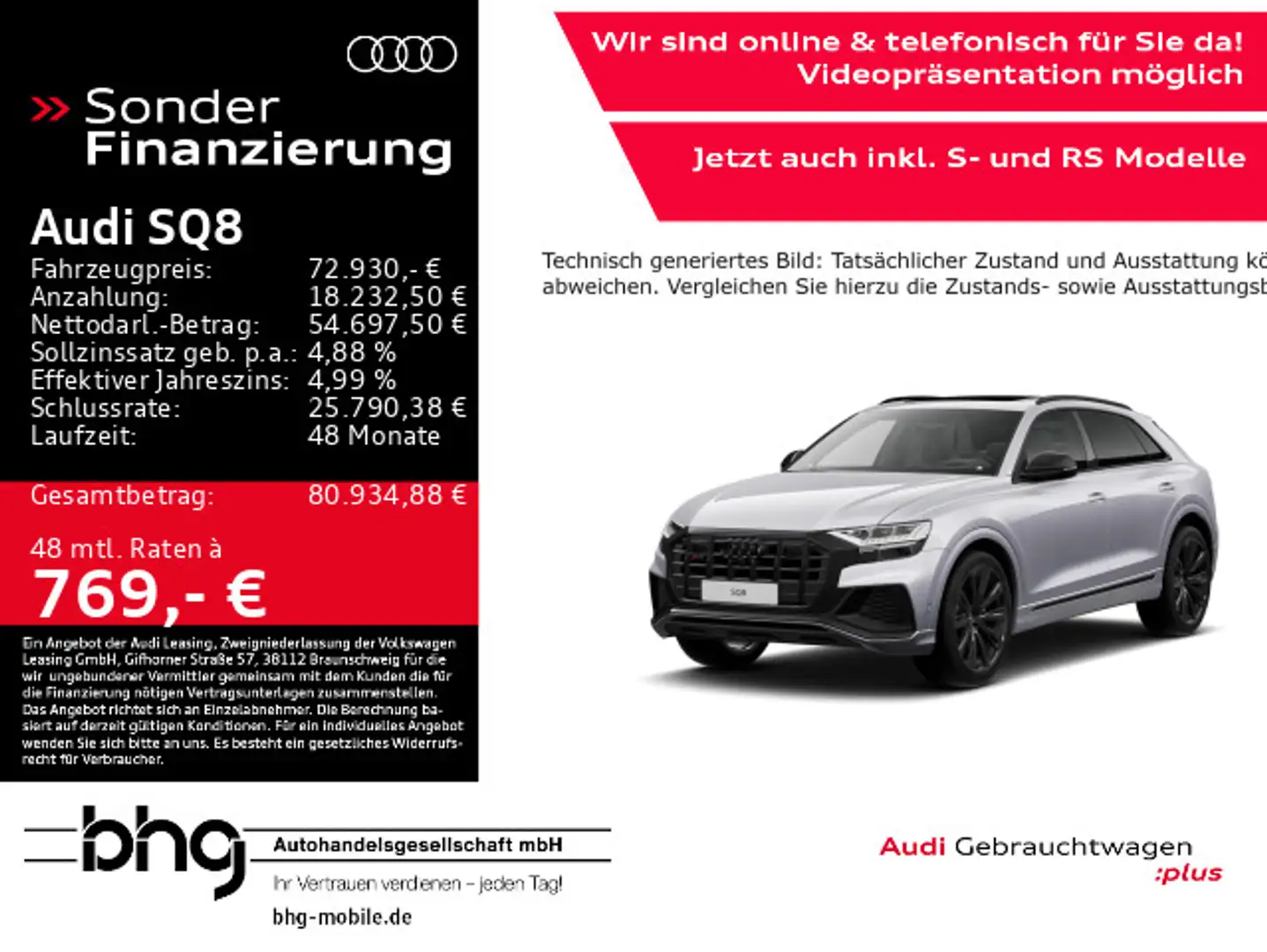 Audi SQ8 TFSI quattro HD-Matrix/AHK/Head-up/Pano/B&O- Silber - 1
