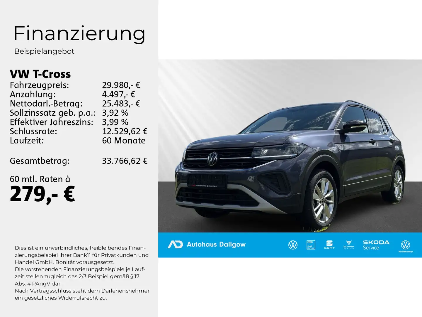 Volkswagen T-Cross -Cross Goal 1.5l TSi150PS*DSG+PDC+RFK+Nav+WiRä Grau - 2
