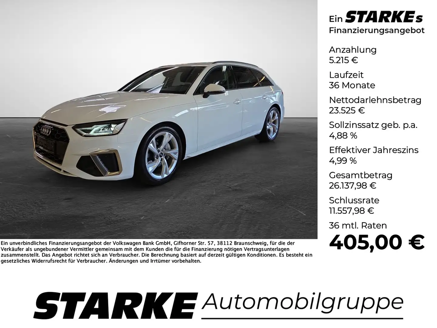 Audi A4 Avant 40 TFSI S tronic S line Weiß - 1