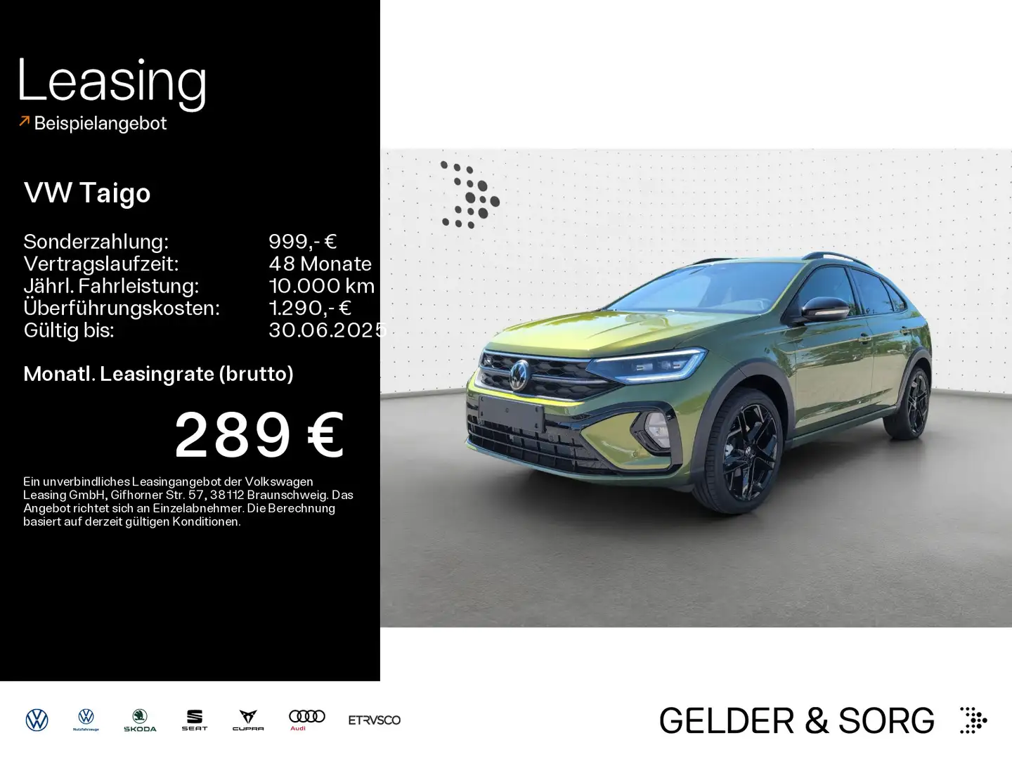 Volkswagen Taigo R-Line 1,0 l TSI DSG AHK*KEYLESS*MATRIX Grün - 1