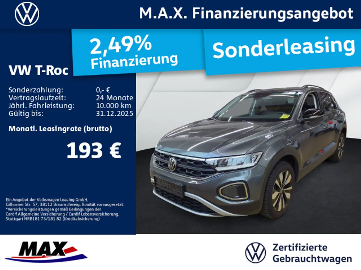 Volkswagen T-Roc 1.0 TSI GOAL LED+ACC+APP+NAV+SHZ+ALU+KLIMA Grau - 1