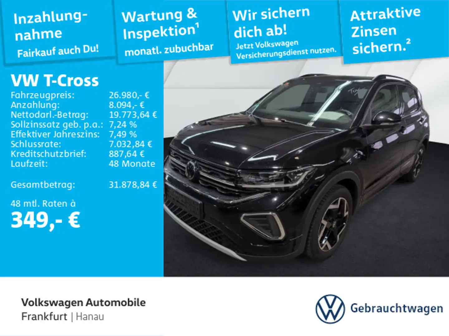 Volkswagen T-Cross 1.5 TSI DSG R-Line DAB+ IQLight IQDrive Schwarz - 1