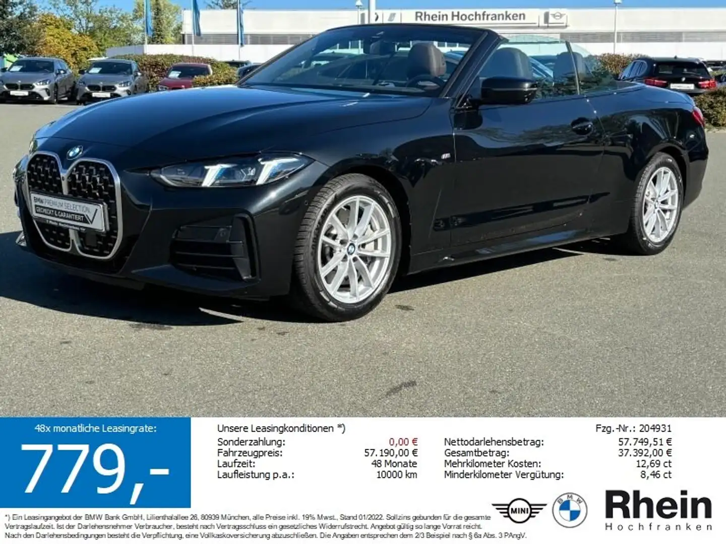 BMW 430 i xDrive Cabrio M Sportpaket ACC 360 STANDH Schwarz - 1