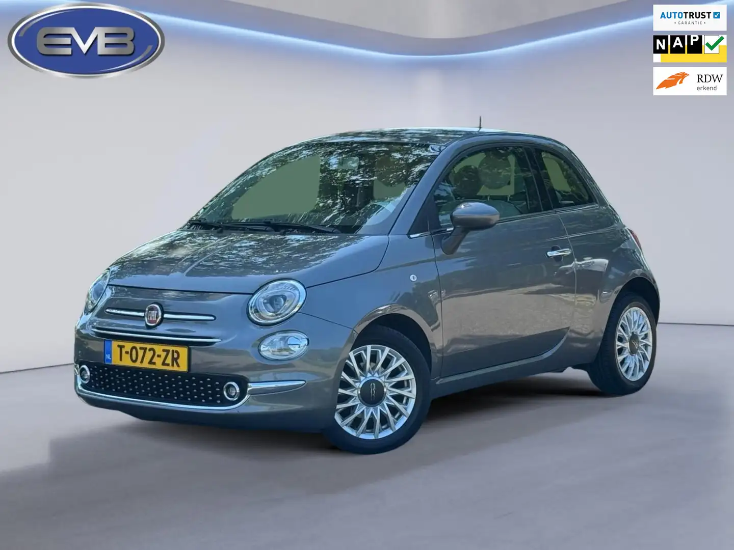 Fiat 500 1.2 Star 85 pk, airco, navigatie, parkeersensoren, Grijs - 1