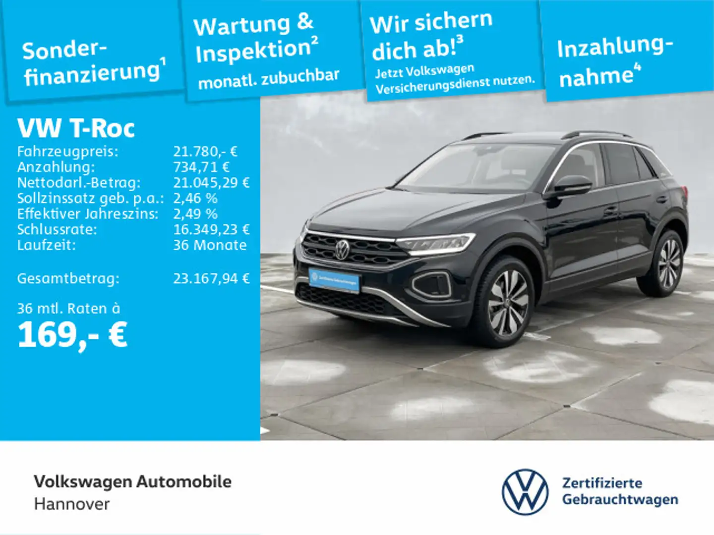 Volkswagen T-Roc 1.0 TSI Goal Navi LED DigCocpit PDC SHZ AC Schwarz - 1