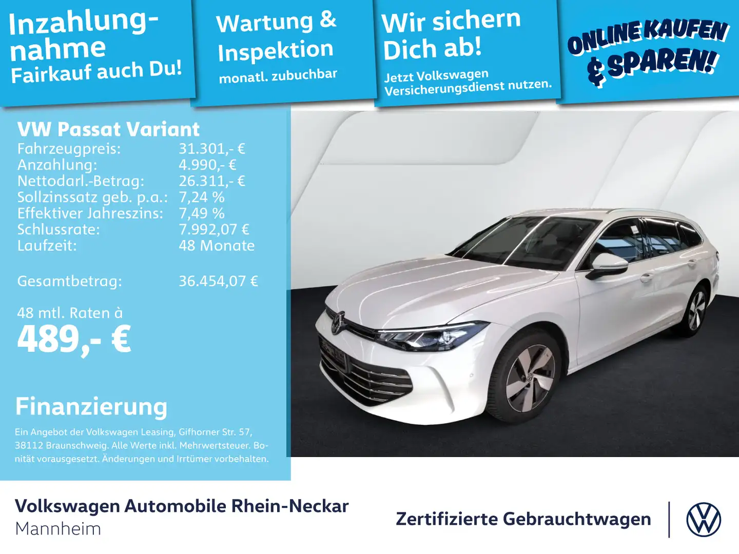Volkswagen Passat Variant 1.5eTSI Business DSG Navi AHK Kam Weiß - 1
