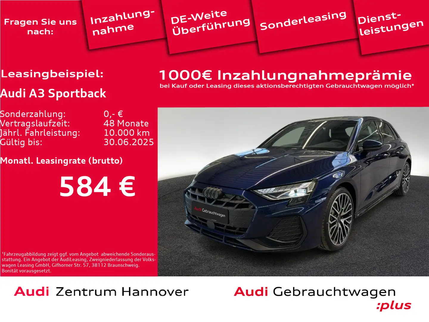 Audi A3 35 TDI S line S tronic Blauw - 1