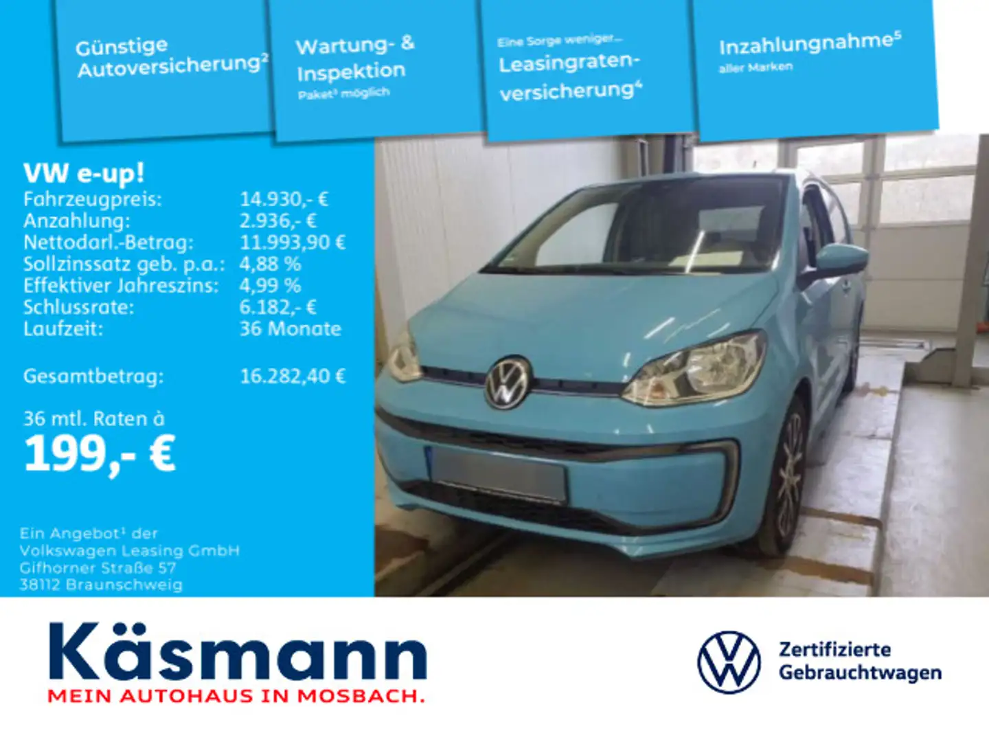 Volkswagen e-up! Style Plus CCS PDC SHZ KAM GRA Blau - 1