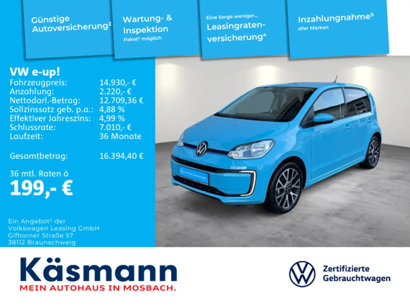 Volkswagen e-up! Style Plus CCS PDC SHZ KAM GRA Blau - 1