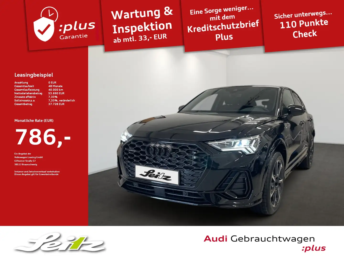 Audi Q3 Sportback 40 TDI quattro S line *AHK*MATRIX*NAVI*K Schwarz - 1