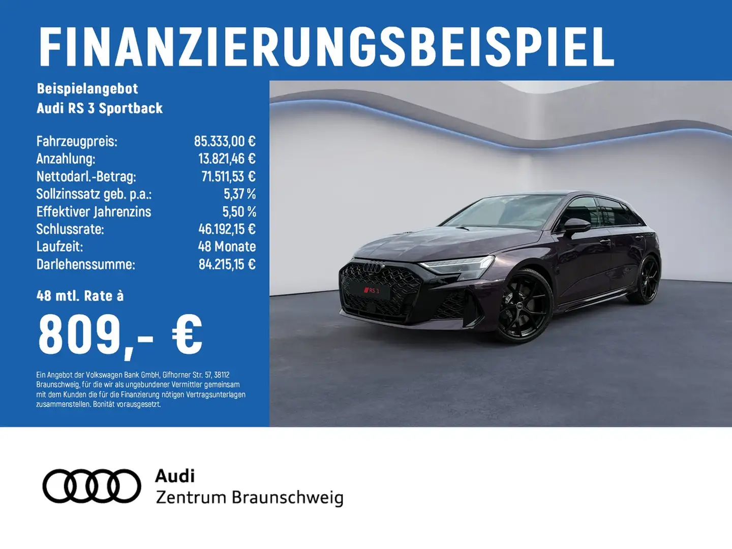 Audi RS3 RS 3 Sportback PANO+MATRIX+SCHALE+SPORT-AGA+RFK Mauve - 2