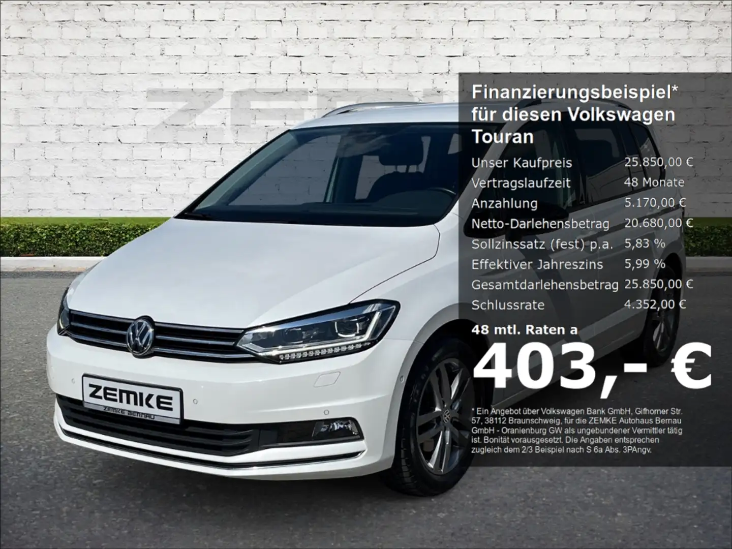 Volkswagen Touran 2.0 TDI DSG IQ.DRIVE StandHZG AHK-klappbar Navi LE Blanco - 1