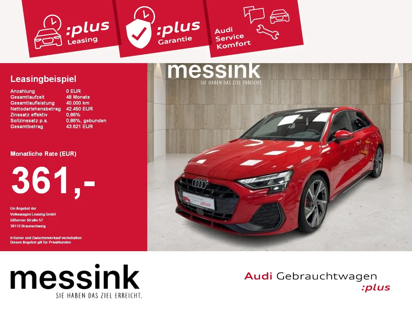 Audi A3 Sportback 2x S-line*PanoDach*HUD*Matrix LED*SONOS* Rot - 1