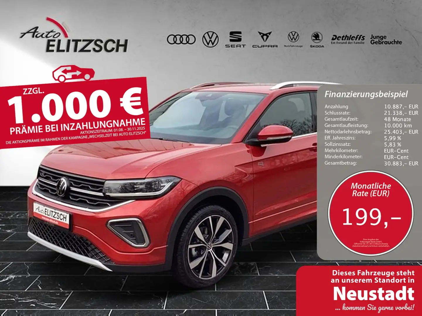 Volkswagen T-Cross R-Line DSG Matrix AHK Sound Keyless ACC RFK AID... Rot - 1