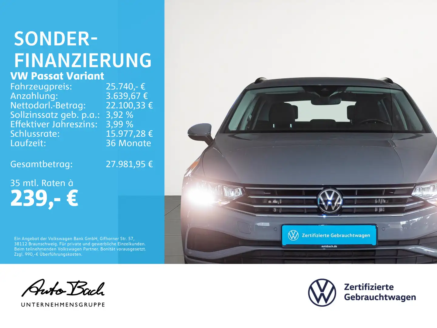 Volkswagen Passat Variant 1.5 TSI DSG, Navi, App-Connect, R Grau - 2