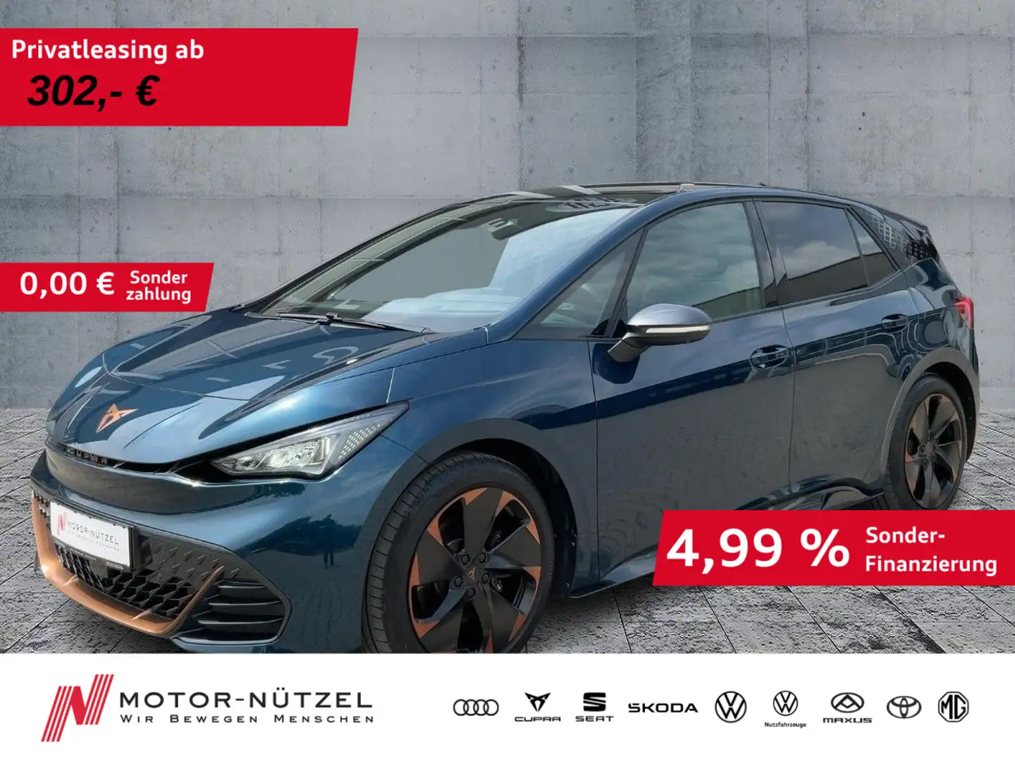CUPRA Born 150 kW 5JG+LED+NAVI+PANO+VC+DAB+KEYLESS+HuD Blau - 1