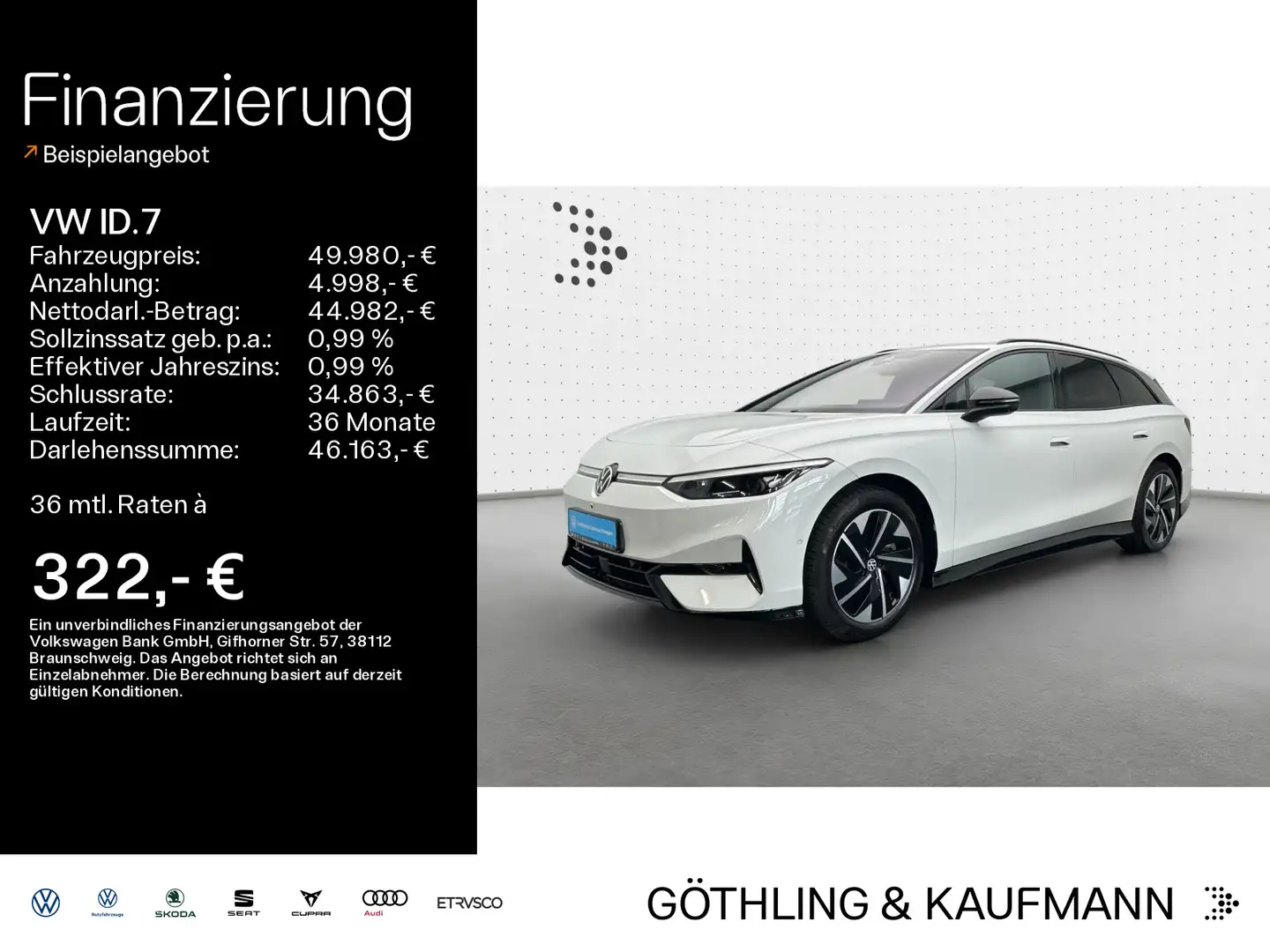 Volkswagen ID.7 Tourer Pro 210kW*AHK*IQ-Light*20Zoll*360*UP Weiß - 1