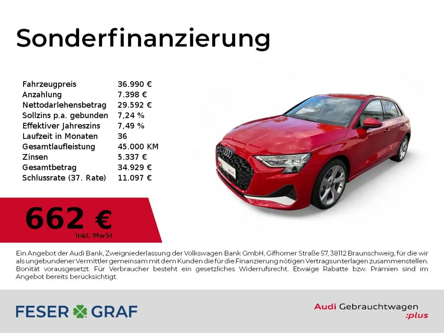 Audi A3 Advanced 30 TFSI S tronic Kamera/Standhzg. Rot - 1