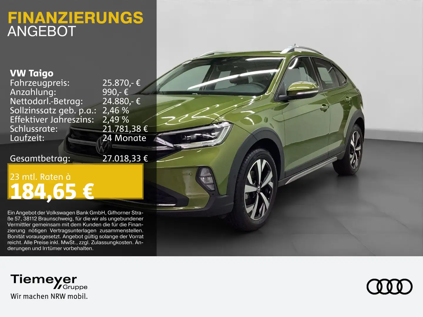 Volkswagen Taigo 1.5 TSI DSG STYLE LM17 NAVI ACC KAMERA Grün - 1