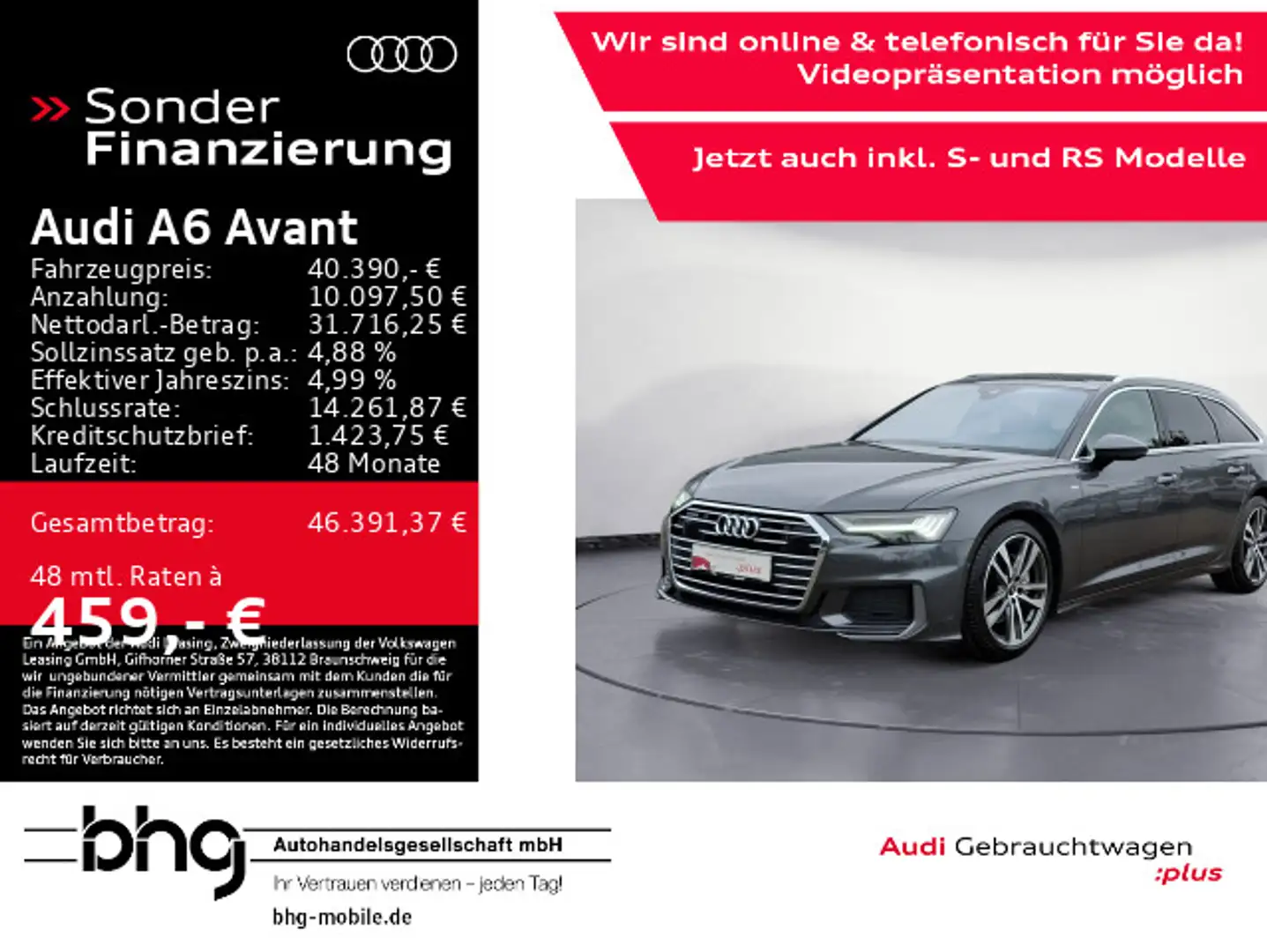 Audi A6 45 TDI quattro S tronic S line sport Pa Grau - 1