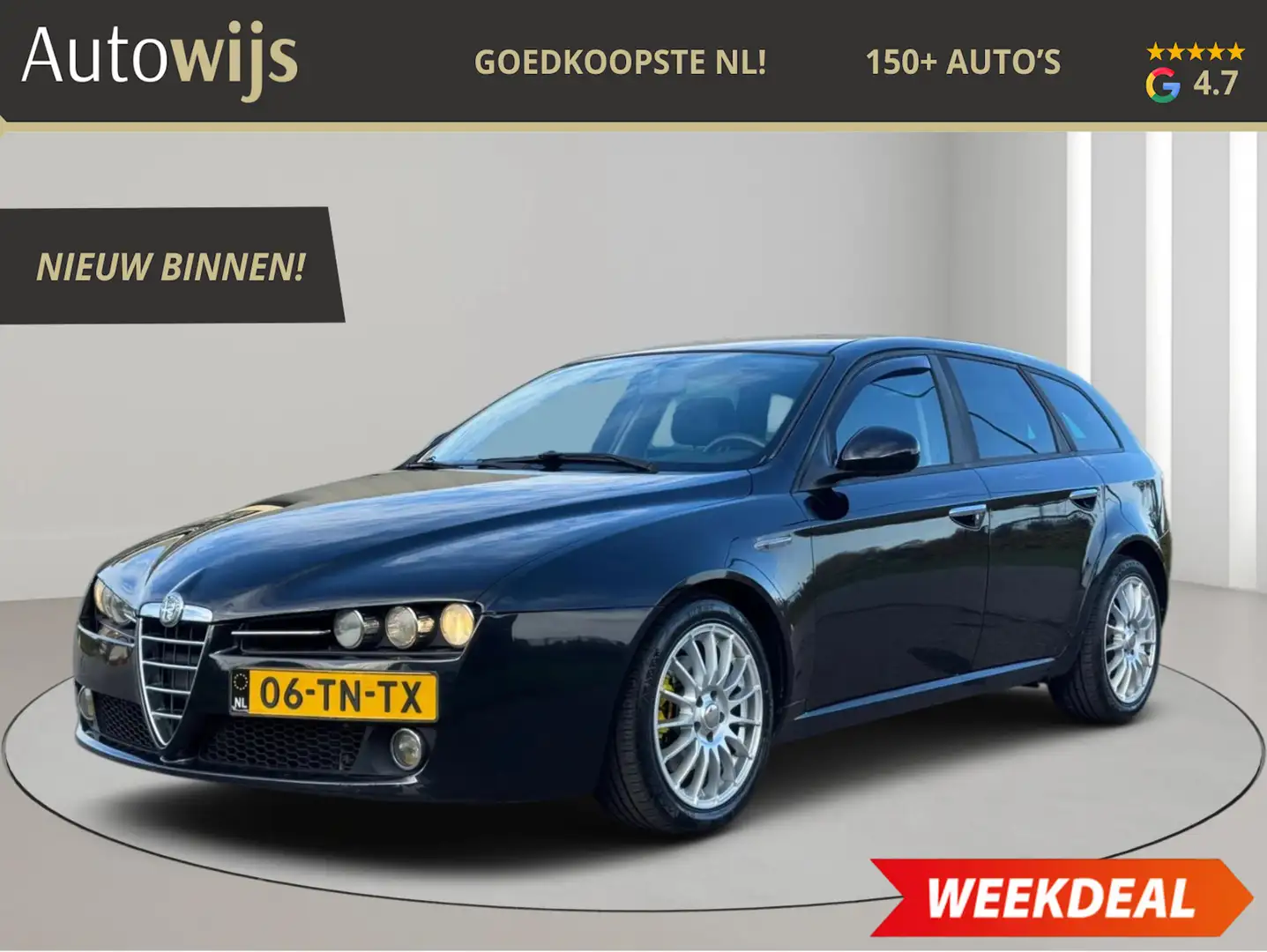 Alfa Romeo 159 Sportwagon 2.2 JTS Sport|LM-VELG|185PK|CARPLAY|LED Zwart - 1