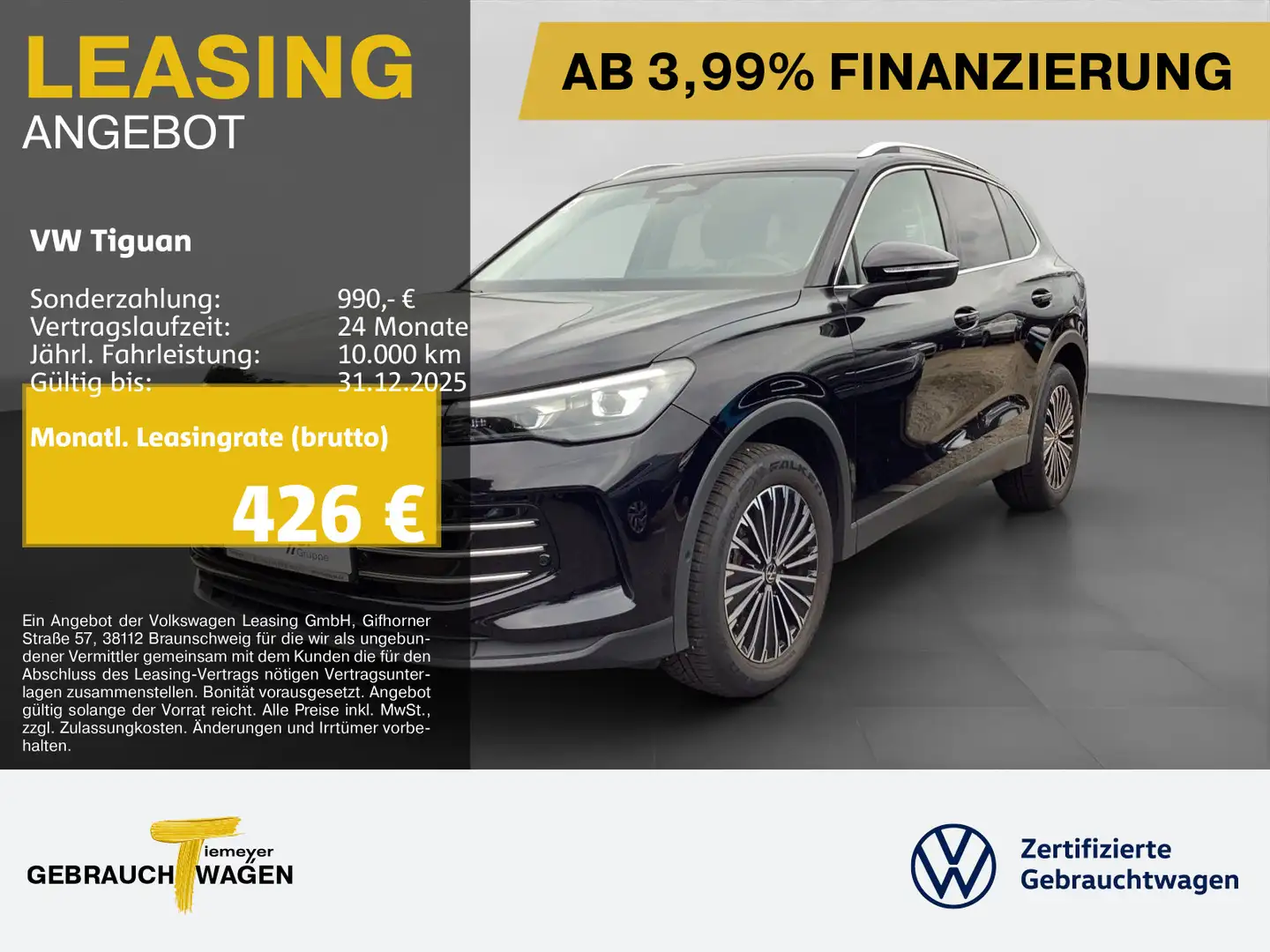 Volkswagen Tiguan 2.0 TDI DSG ELEGANCE AHK HD-MATRIX 360° Schwarz - 1
