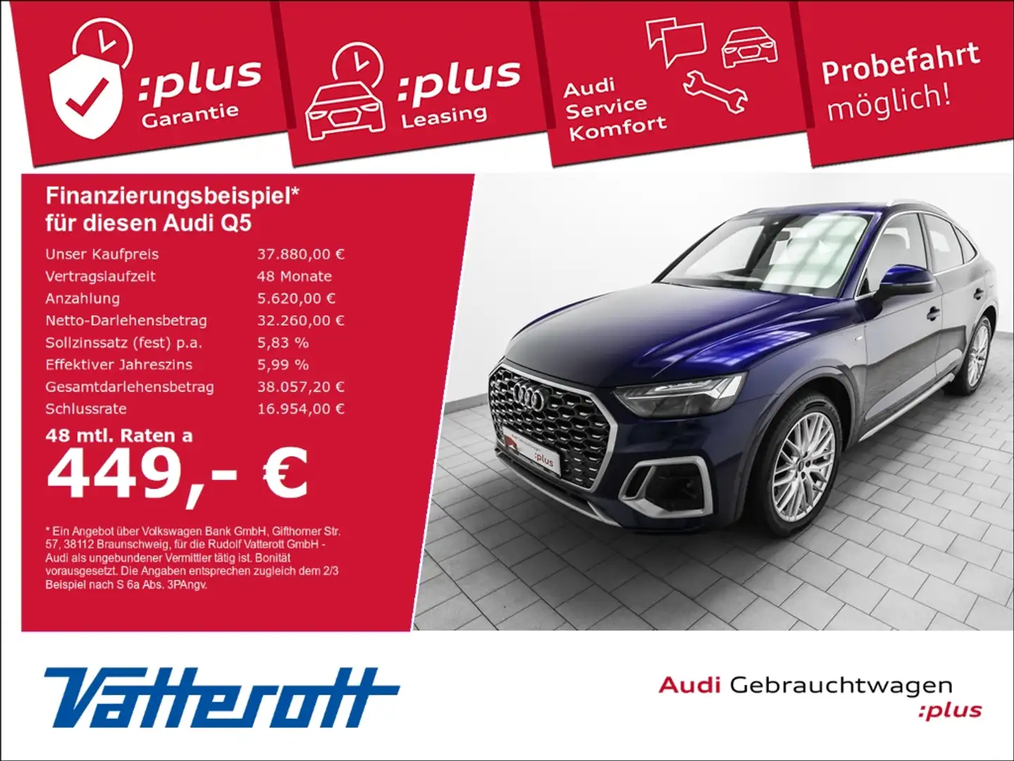 Audi Q5 Sportback 55 TFSI e quattro S line AHK HuD B&O Blau - 1