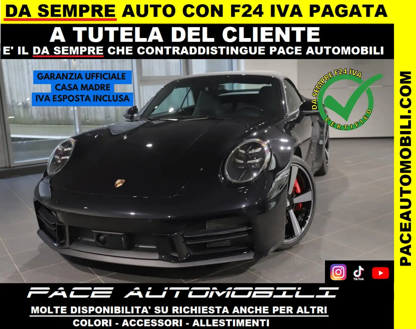 Porsche 992 911 S 992.2 TETTO SPORT DESIGN CABRIO NAVI PDC ACC Nero - 1