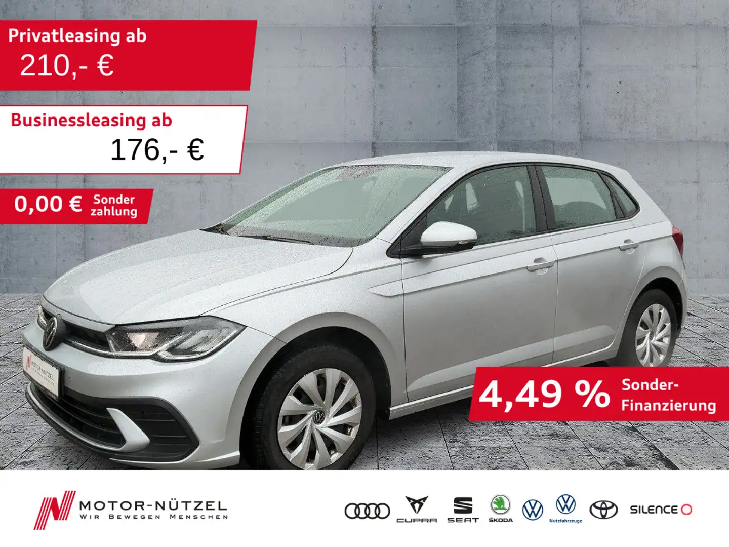 Volkswagen Polo 1.0 LED+DAB+SHZ+PDC+BLUETOOTH+KLIMAANLAGE Silber - 1