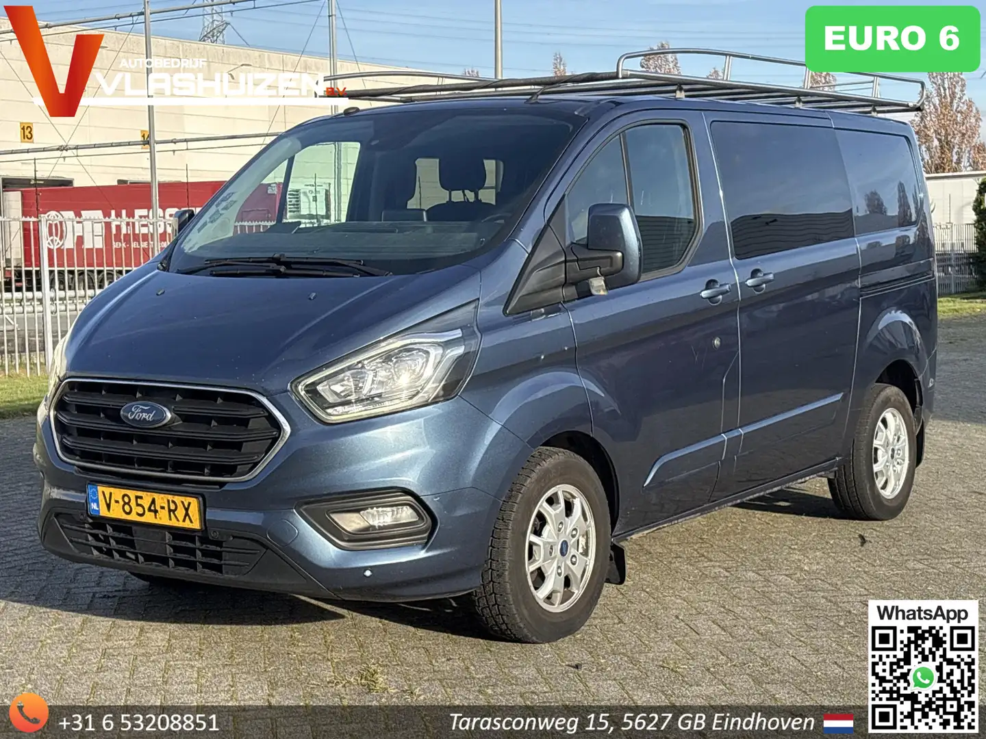 Ford Transit Custom 300 2.0 TDCI L1H1 Limited Dubbel Cabine Aut. | € 1 Blauw - 1