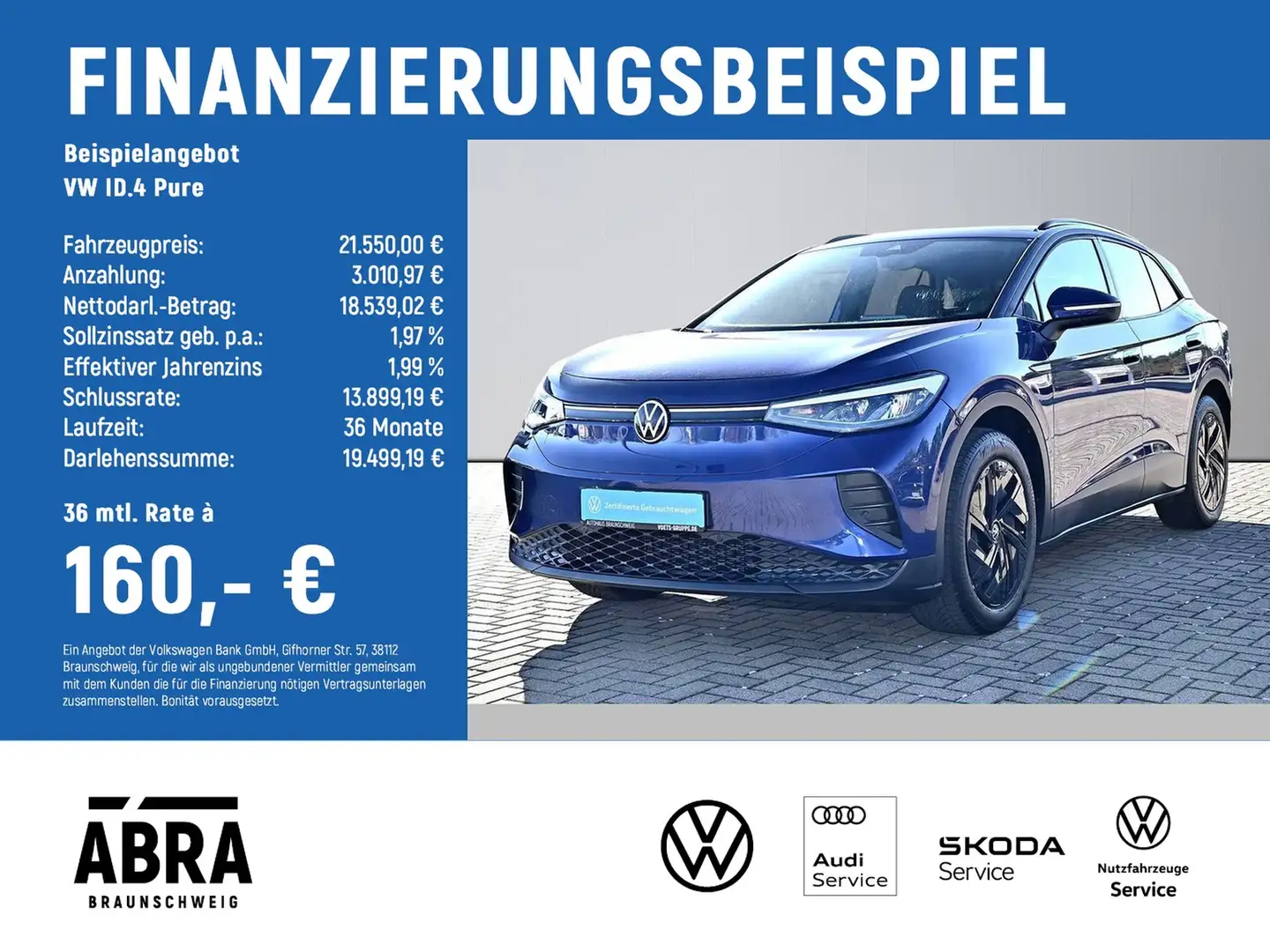 Volkswagen ID.4 Pure LED+NAVI+LANE+ACC+PDC+APP+DAB+ Blau - 2