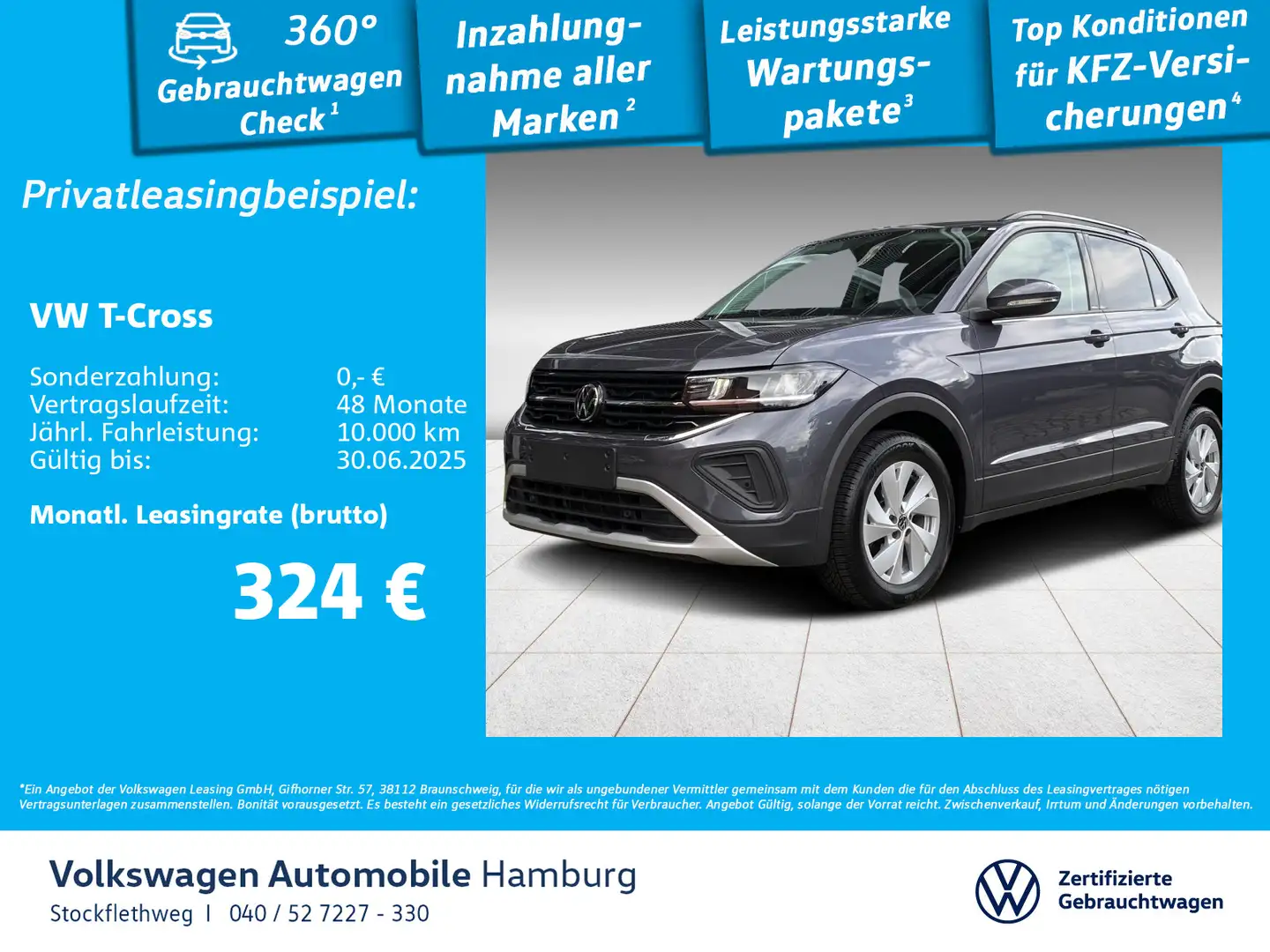 Volkswagen T-Cross 1.0 TSI Life DSG Navi Kamera IQ.Drive Grau - 1