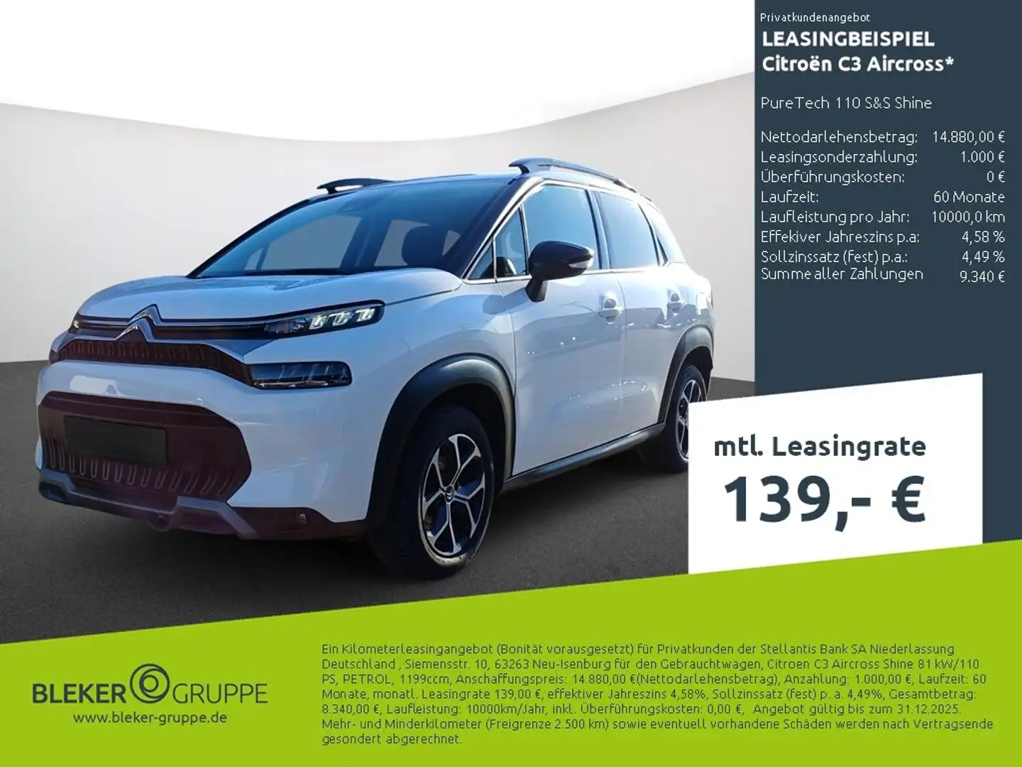 Citroen C3 Aircross PureTech 110 S&S Shine Blanc - 1