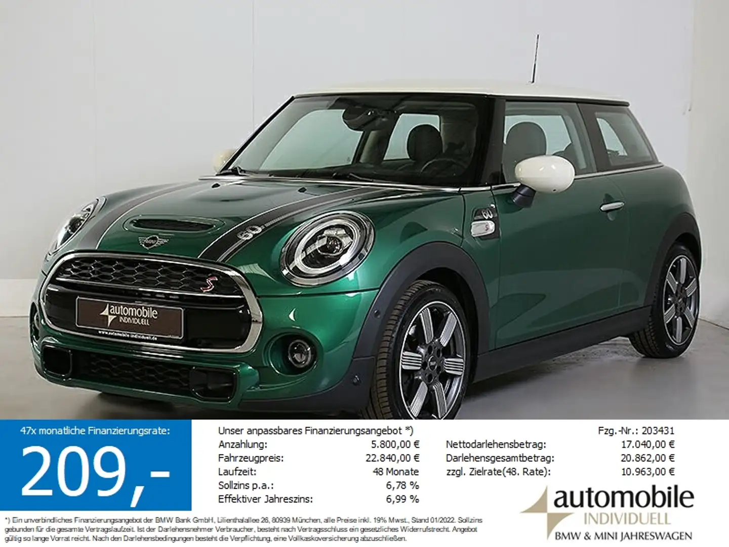 MINI Cooper S 3-Türer 60 Jahre Chili LED HuD Parkas. Verde - 1