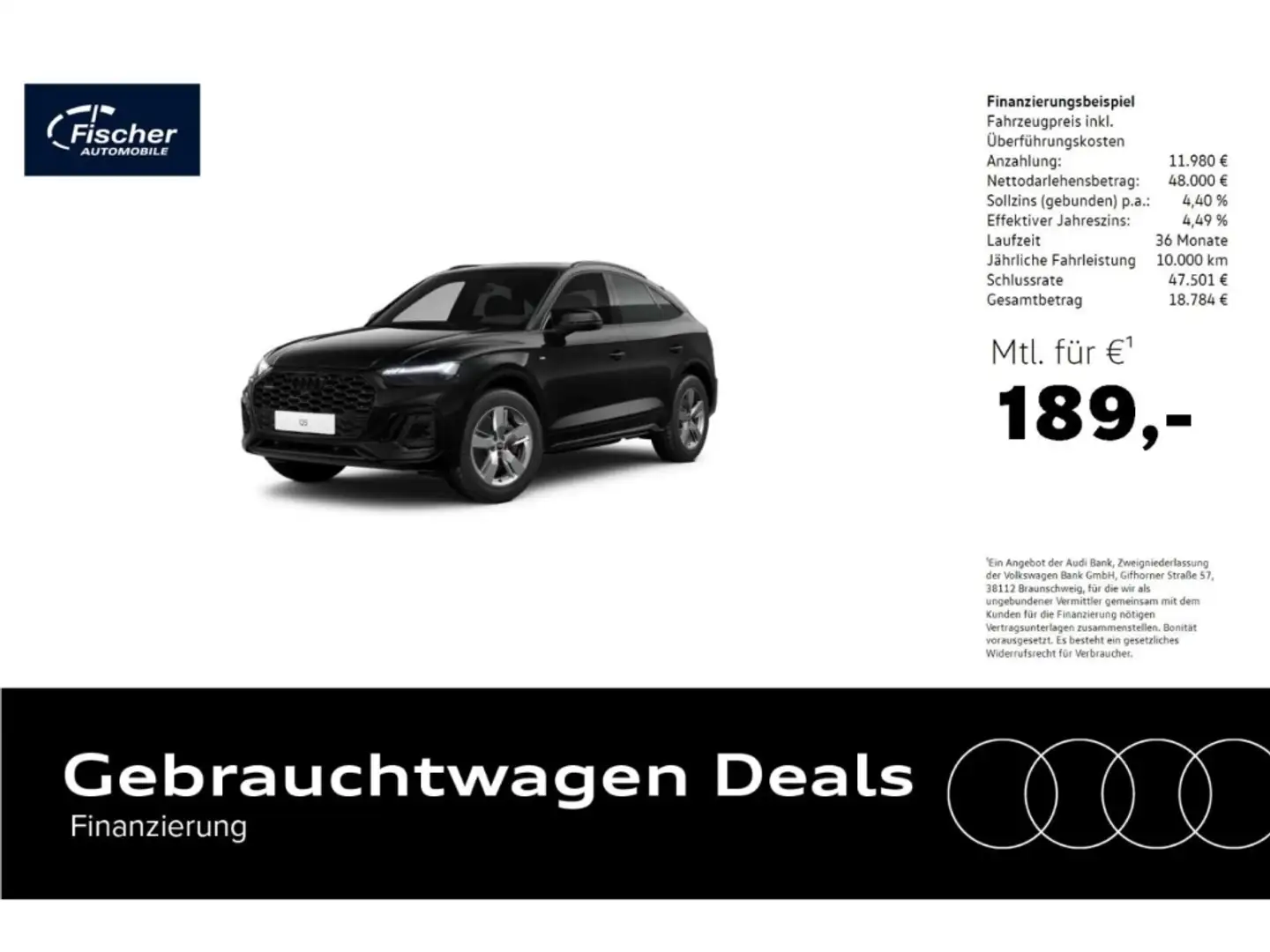 Audi Q5 Sportback 50 TDI qu. S line AHK/P-Dach/Matrix Schwarz - 1