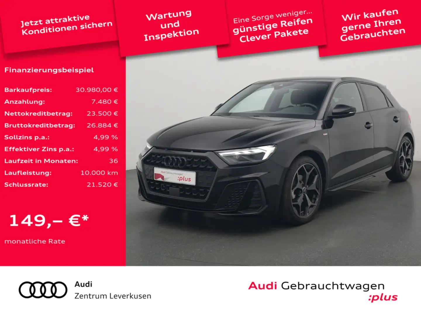 Audi A1 Sportback 35 S line VIRT LED AHK NAVI KAM Schwarz - 1