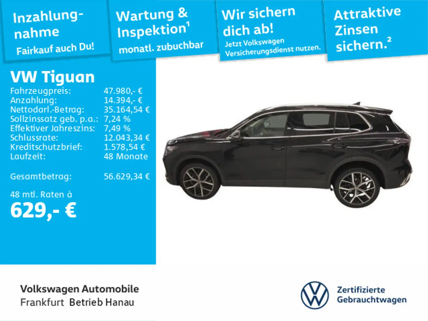 Volkswagen Tiguan 2.0 TDI DSG 4Motion Elegance DAB+ IQLight Schwarz - 1